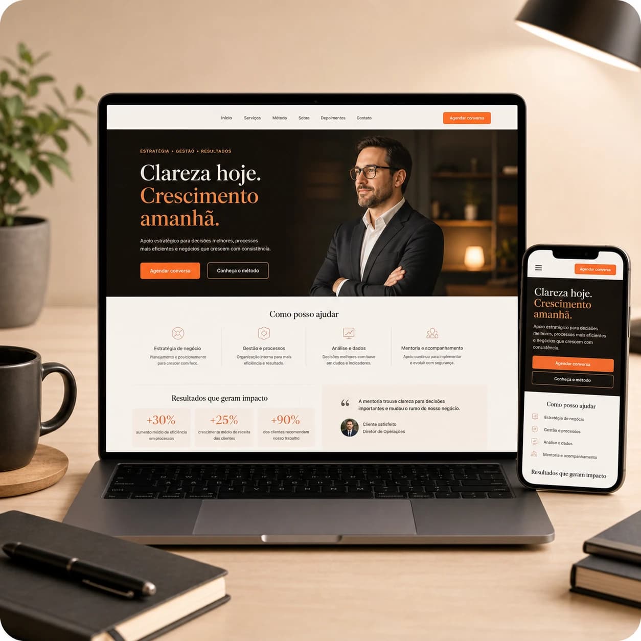 Exemplo conceitual de página de venda para consultor